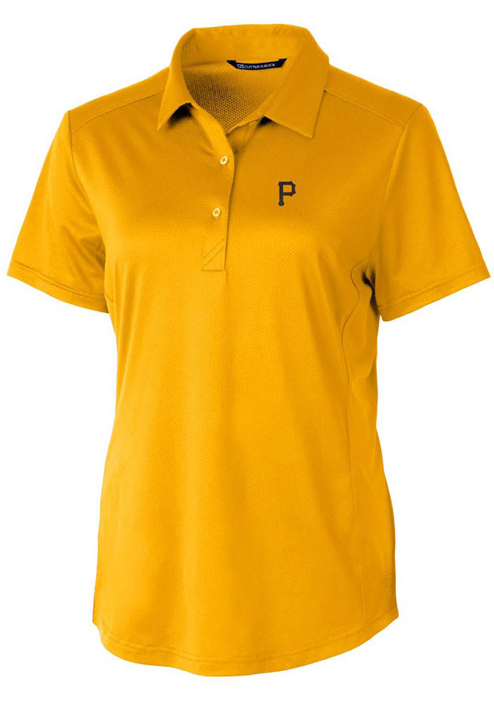 Cutter and Buck Pittsburgh Pirates Womens Gold Prospect Textured Short Sleeve Polo Shirt