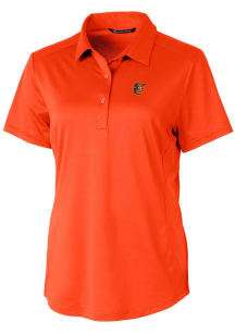 Cutter and Buck Baltimore Orioles Womens Orange Prospect Textured Short Sleeve Polo Shirt