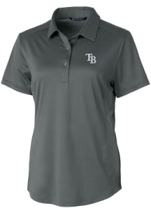 Cutter and Buck Tampa Bay Rays Womens Grey Prospect Textured Short Sleeve Polo Shirt