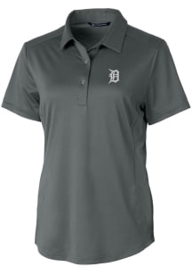 Cutter and Buck Detroit Tigers Womens Grey Prospect Textured Short Sleeve Polo Shirt