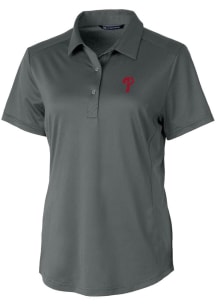 Cutter and Buck Philadelphia Phillies Womens Grey Prospect Textured Short Sleeve Polo Shirt