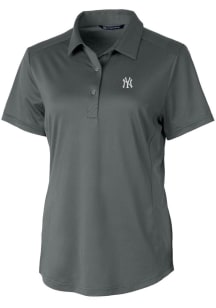 Cutter and Buck New York Yankees Womens Grey Prospect Textured Short Sleeve Polo Shirt