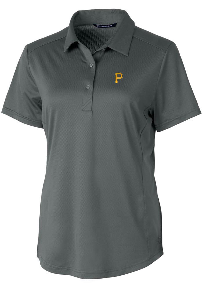 Cutter and Buck Pittsburgh Pirates Womens Grey Prospect Textured Short Sleeve Polo Shirt