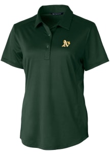 Cutter and Buck Oakland Athletics Womens Green Prospect Textured Short Sleeve Polo Shirt