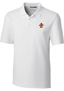 Cutter and Buck Syracuse Orange Mens White Forge Vault Short Sleeve Polo