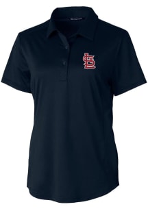 Cutter and Buck St Louis Cardinals Womens Navy Blue Prospect Textured Short Sleeve Polo Shirt