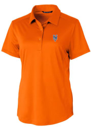 Cutter and Buck New York Mets Womens Orange Prospect Textured Short Sleeve Polo Shirt