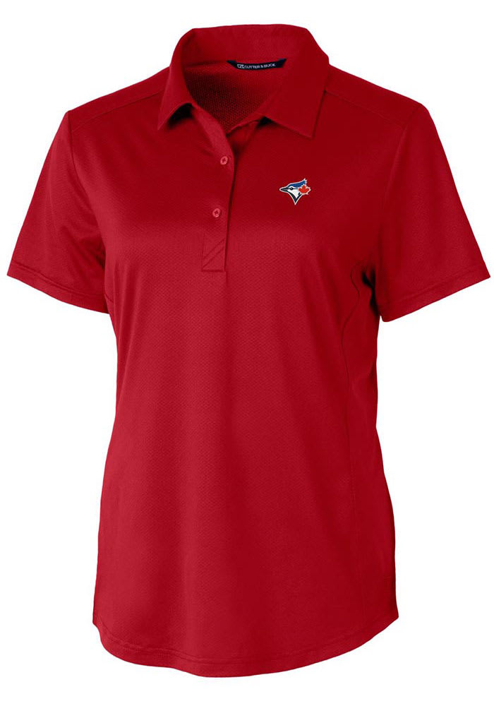 Cutter and Buck Toronto Blue Jays Womens Red Prospect Textured Short Sleeve Polo Shirt