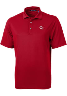 Cutter and Buck Oklahoma Sooners Mens Red Virtue Eco Pique Vault Short Sleeve Polo