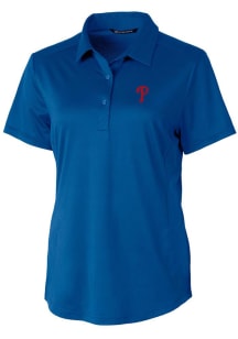 Cutter and Buck Philadelphia Phillies Womens Blue Prospect Textured Short Sleeve Polo Shirt