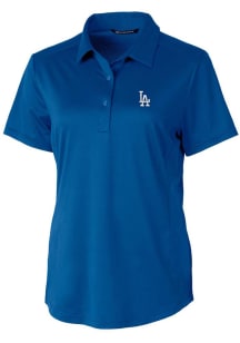 Cutter and Buck Los Angeles Dodgers Womens Blue Prospect Textured Short Sleeve Polo Shirt