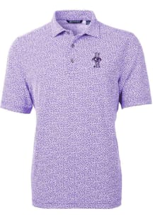 Cutter and Buck K-State Wildcats Mens Purple Virtue Eco Pique Vault Short Sleeve Polo