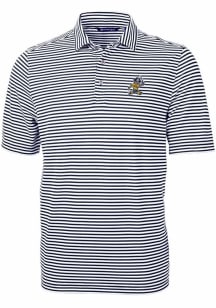 Cutter and Buck East Tennesse State Buccaneers Mens Navy Blue Vault Virtue Eco Pique Stripe Shor..