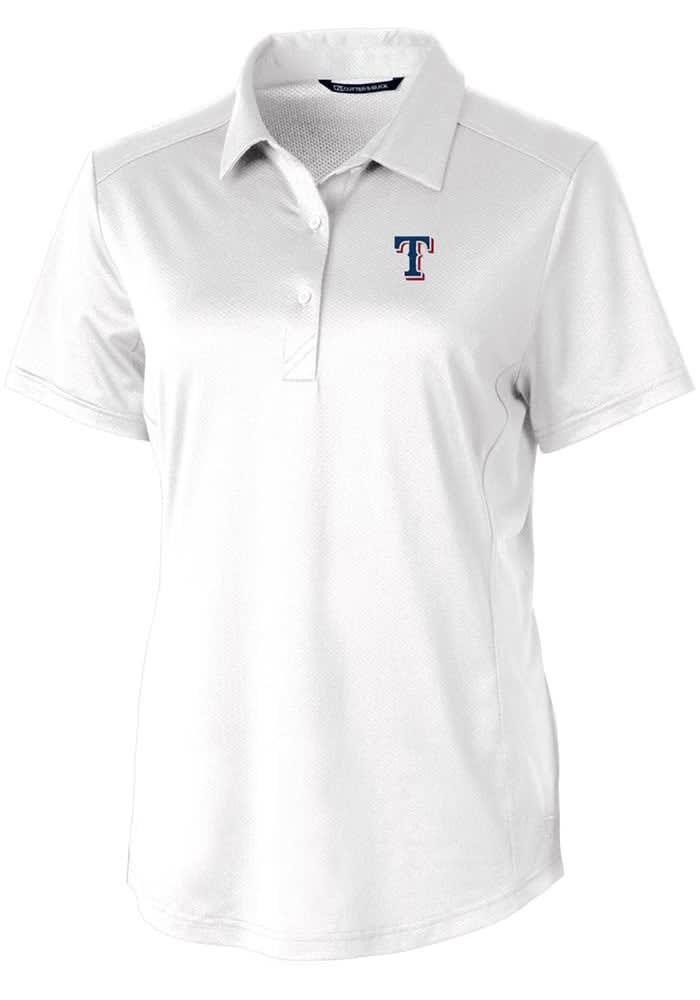 Cutter and Buck Texas Rangers Blue Pike Double Dot Short Sleeve Polo, Blue, 94% Polyester / 6% SPANDEX, Size S, Rally House