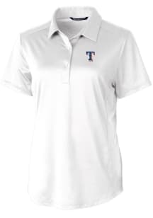 Cutter and Buck Texas Rangers Womens White Prospect Textured Short Sleeve Polo Shirt