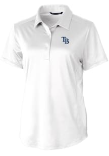 Cutter and Buck Tampa Bay Rays Womens White Prospect Textured Short Sleeve Polo Shirt