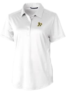 Cutter and Buck Oakland Athletics Womens White Prospect Textured Short Sleeve Polo Shirt