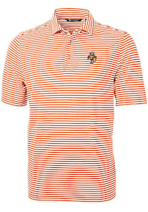 Cutter and Buck Tennessee Volunteers Mens Orange Vault Virtue Eco Pique Stripe Short Sleeve Polo