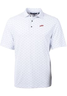 Cutter and Buck SMU Mustangs Mens White Vault Virtue Eco Pique Tile Short Sleeve Polo