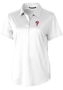 Cutter and Buck Philadelphia Phillies Womens White Prospect Textured Short Sleeve Polo Shirt