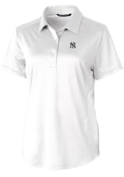 Cutter and Buck New York Yankees Womens White Prospect Textured Short Sleeve Polo Shirt