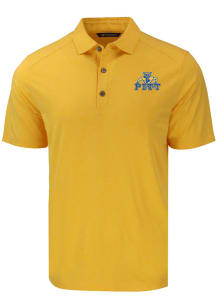 Cutter and Buck Pitt Panthers Mens Gold Forge Vault Short Sleeve Polo