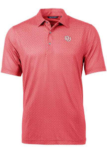 Cutter and Buck Oklahoma Sooners Mens Red Pike Vault Short Sleeve Polo