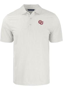 Cutter and Buck Oklahoma Sooners Mens White Pike Symmetry Vault Short Sleeve Polo