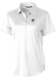 Cutter and Buck Washington Nationals Womens White Prospect Textured Short Sleeve Polo Shirt