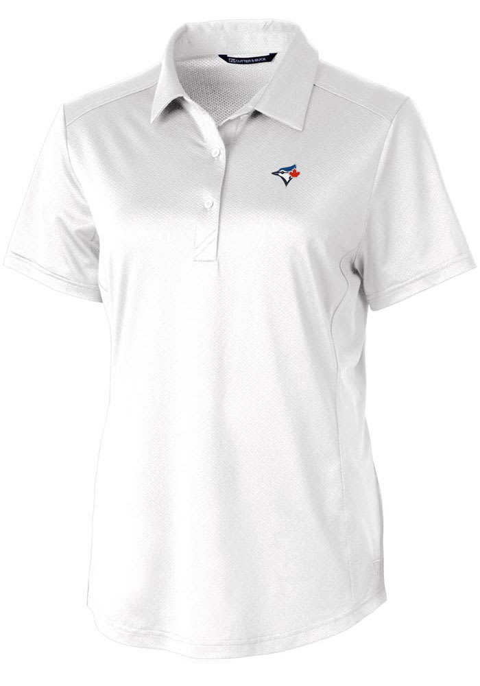 Cutter and Buck Toronto Blue Jays Womens White Prospect Textured Short Sleeve Polo Shirt