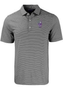 Cutter and Buck K-State Wildcats Mens Black Forge Double Stripe Vault Short Sleeve Polo