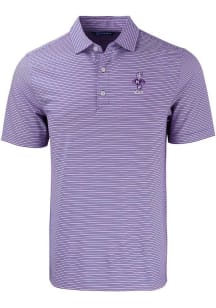Cutter and Buck K-State Wildcats Mens Purple Forge Double Stripe Vault Short Sleeve Polo
