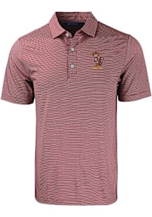 Cutter and Buck Minnesota Golden Gophers Mens Maroon Forge Double Stripe Vault Short Sleeve Polo