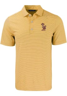 Mens Minnesota Golden Gophers Gold Cutter and Buck Forge Double Stripe Vault Short Sleeve Polo S..