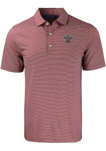 Cutter and Buck Texas A&amp;M Aggies Mens Maroon Forge Double Stripe Vault Short Sleeve Polo