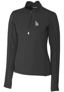 Cutter and Buck Los Angeles Dodgers Womens Black Traverse 1/4 Zip Pullover