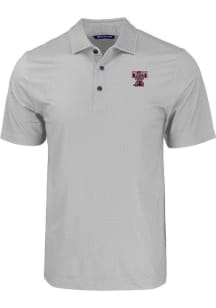 Cutter and Buck Texas A&amp;M Aggies Mens Grey Pike Eco Geo Print Vault Short Sleeve Polo