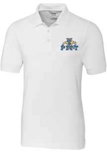 Cutter and Buck Pitt Panthers Mens White Advantage Vault Short Sleeve Polo