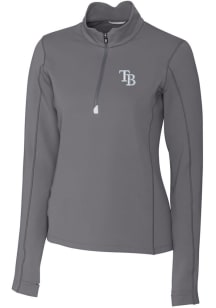 Cutter and Buck Tampa Bay Rays Womens Grey Traverse 1/4 Zip Pullover