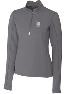 Cutter and Buck Detroit Tigers Womens Grey Traverse 1/4 Zip Pullover