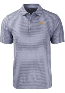 Cutter and Buck West Virginia Mountaineers Mens Navy Blue Forge Heather Stripe Short Sleeve Polo