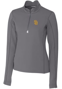 Cutter and Buck San Diego Padres Womens Grey Traverse 1/4 Zip Pullover