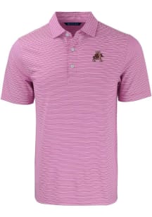 Cutter and Buck Arkansas Razorbacks Mens Pink Forge Double Stripe Short Sleeve Polo
