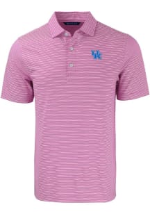 Cutter and Buck Kentucky Wildcats Mens Pink Forge Double Stripe Short Sleeve Polo