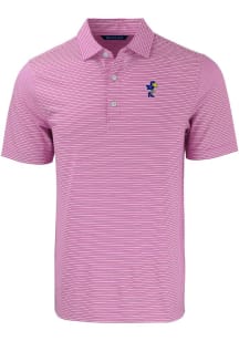 Cutter and Buck Kansas Jayhawks Mens Pink Forge Double Stripe Short Sleeve Polo