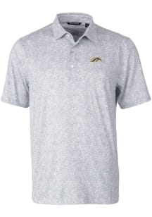 Mens Western Michigan Broncos Grey Cutter and Buck Pike Constellation Print Short Sleeve Polo Sh..