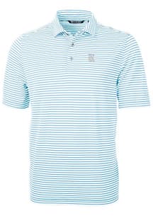 Cutter and Buck Rice Owls Mens Light Blue Virtue Stripe Short Sleeve Polo