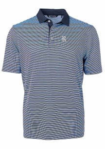 Cutter and Buck Rice Owls Mens Navy Blue Virtue Micro Stripe Short Sleeve Polo