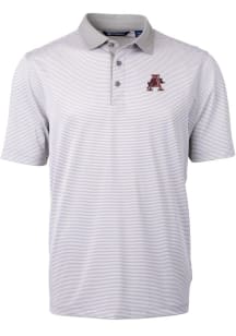 Cutter and Buck Arkansas Razorbacks Mens Grey Virtue Micro Stripe Short Sleeve Polo