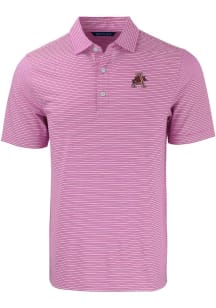 Cutter and Buck Arkansas Razorbacks Mens Red Forge Heather Stripe Short Sleeve Polo
